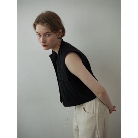 - AUTHENTIC series - material linen vest/black_an0042