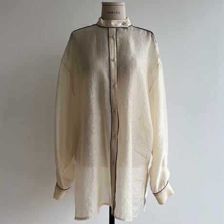 【nokcha original】piping sheer blouse/ivory_nb0055