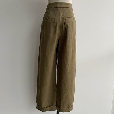 【nokcha original】 linen tuck cocoon pants/khaki_np0399