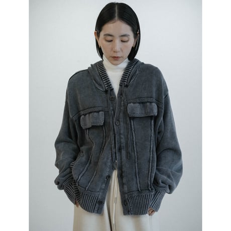 《予約販売》ash hoodie knit jacket/2colors_no0501