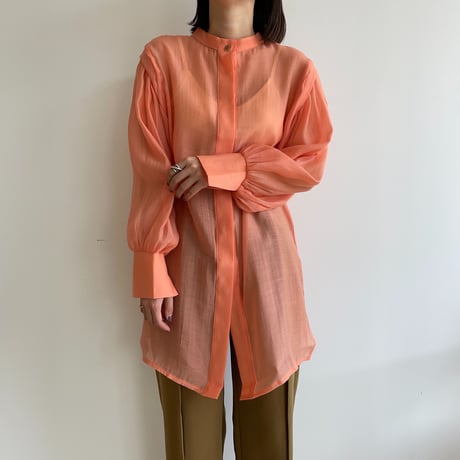 【nokcha original】2way volume sheer blouse/apricot orange_nb0046