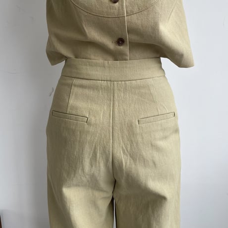 【nokcha original】linen tuck cocoon pants/pistacchio_np0400