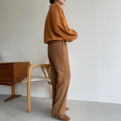 【nokcha original】 quality two tuck wide pants/natural brown_np0465