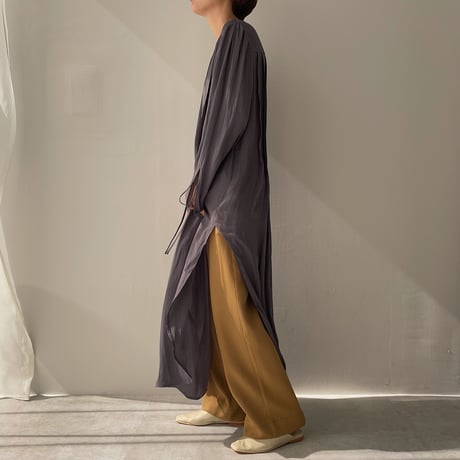 【nokcha original】back open pleats silky ops/charcoal_nd0096