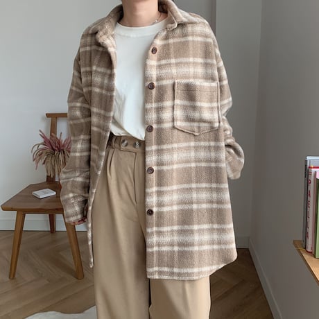 ✳︎予約販売✳︎wool blend check shirt jk_no0042