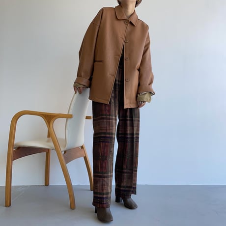 【nokcha original】eco leather over jacket/camel brown_no0163