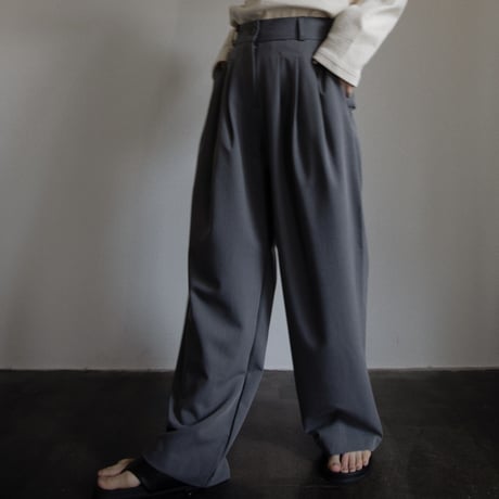 【nokcha original】three tuck wide pants/charcoal gray_np0767