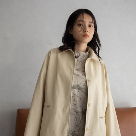 【nokcha original】eco leather over jacket/ivory_no0197