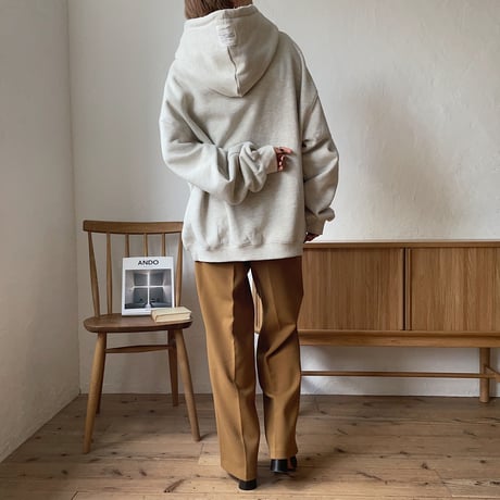 【nokcha original】unisex label hood pullover/oatmeal_nt0725