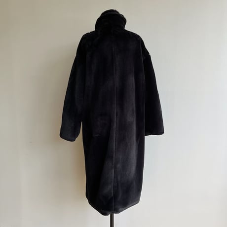 【nokcha original】long fur coat/navy black_no0240