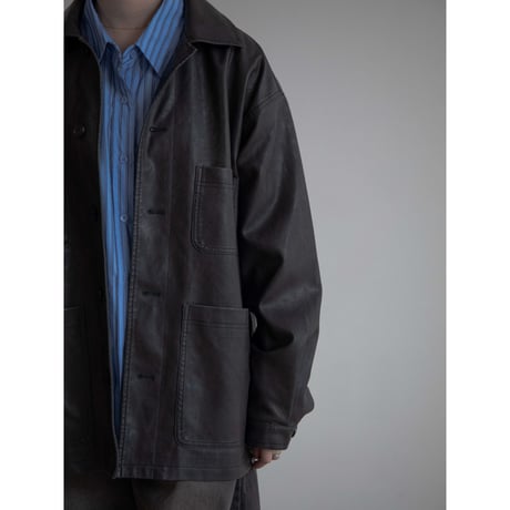 《予約販売》mannish middle leather like jacket/2colors(unisex)_no0397