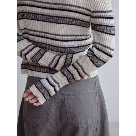 《予約販売》accent border knit cardigan/2colors_nt2515