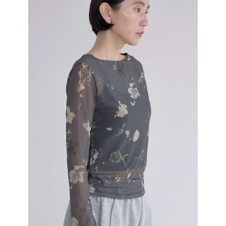 《予約販売》vintage like flower sheer tops/2colors_nt2522