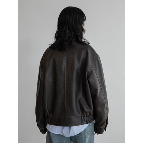 《予約販売》vintage like mannish fake leather jacket/2colors_no0424