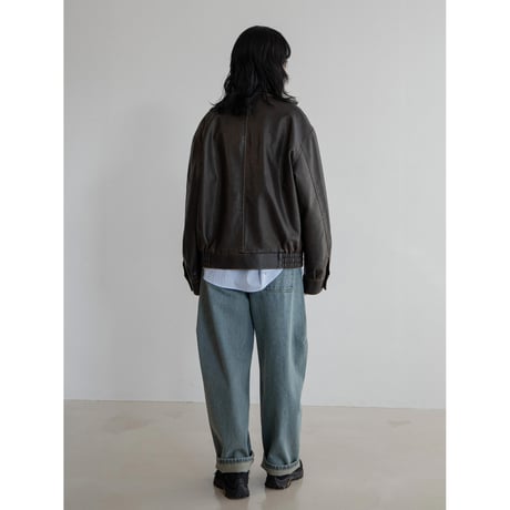 《予約販売》vintage like mannish fake leather jacket/2colors_no0424