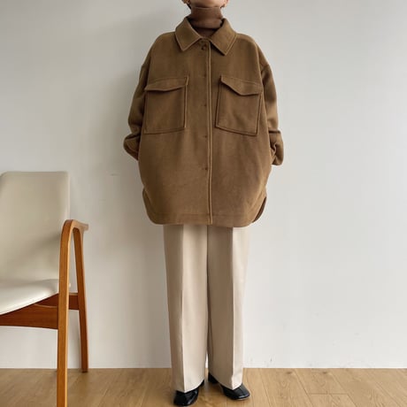 【nokcha original】twill shirt jacket/deep beige_no0246