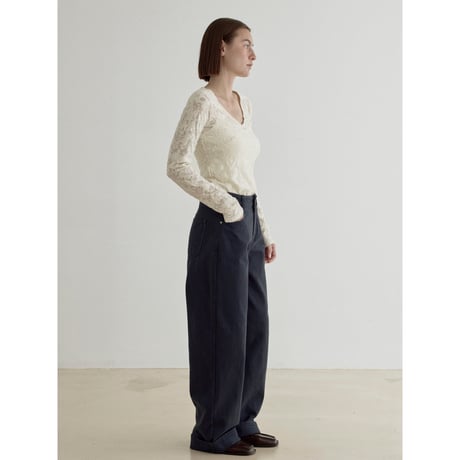 《予約販売》jacquard sheer neck accent tops/2colors_nt2544
