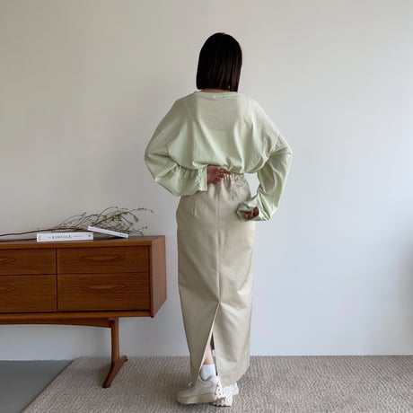 【nokcha original】twill long skirt/ivory_ns0063
