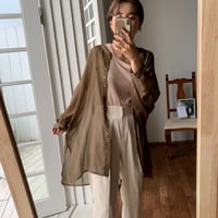 【nokcha original】sheer raglan over shirt/brown_nt0514