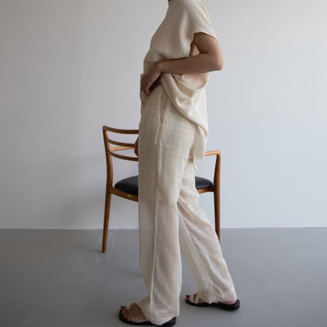 【nokcha original】check sheer pants/ivory_np0597