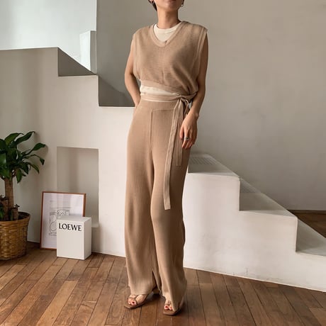 【nokcha original】thermal knit bustier/ beige_nt0455