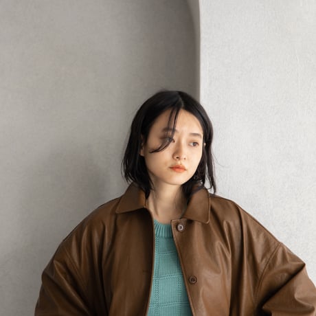 【nokcha original】eco leather over jacket/brown_no0196