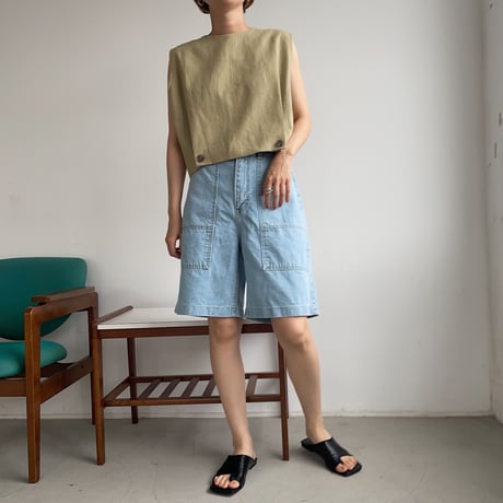 【nokcha original】2way linen vest/pistacchio_nt0967