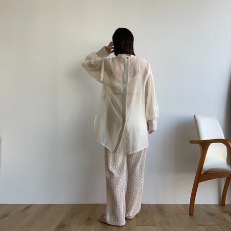 【nokcha original】2way volume sheer blouse/ivory_nb0049
