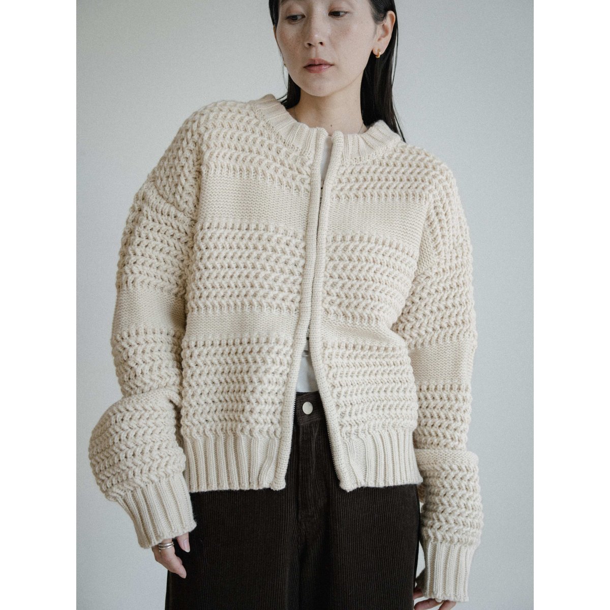 予約販売》2way zip knit cardigan/2colors_nt2437 | N