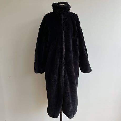 【nokcha original】long fur coat/navy black_no0240
