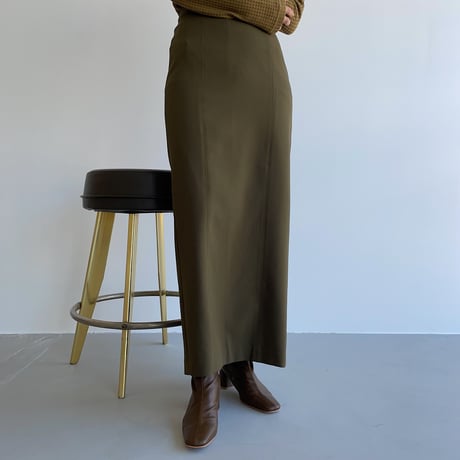 【nokcha original】stitch long skirt/khaki_ns0060