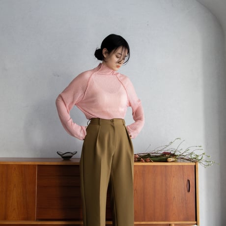 【nokcha original】tuck oval pants/khaki brown_np0537