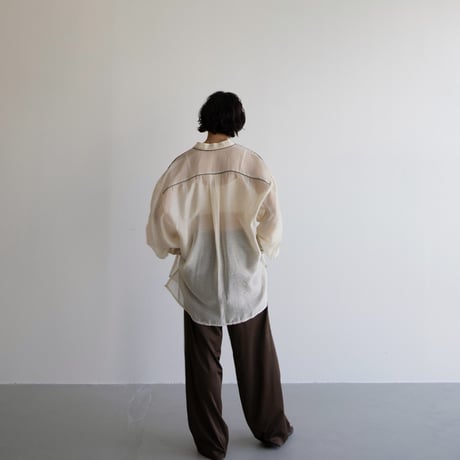 【nokcha original】piping sheer blouse/ivory_nb0055
