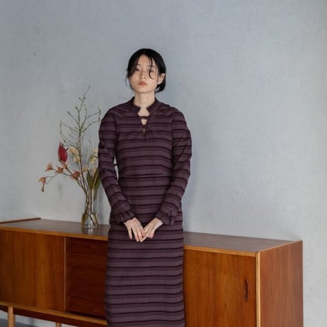 【nokcha original】jacquard lady dress/burgundy_nd0118