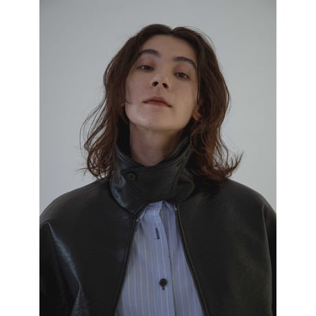 - AUTHENTIC series - throat latch fake leather jacket/black_an0018