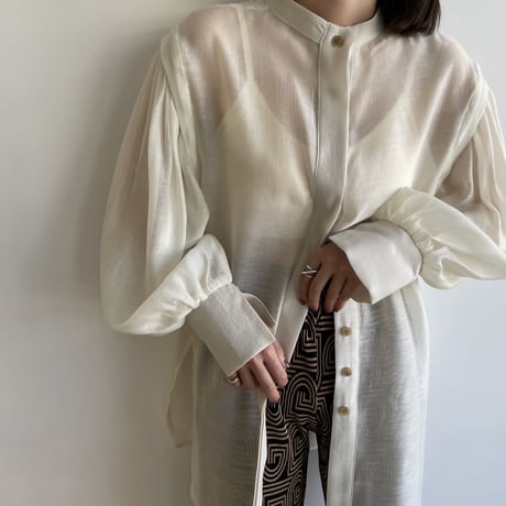 【nokcha original】2way volume sheer blouse/ivory_nb0049