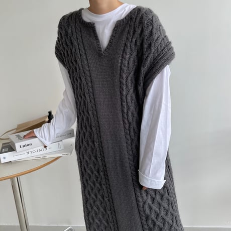 《予約販売》long knit vest/2colors_nt1090