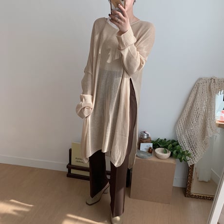 《予約販売》s/s slit knit/2colors_nt0328