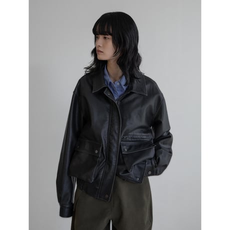 《予約販売》vintage like mannish fake leather jacket/2colors_no0424