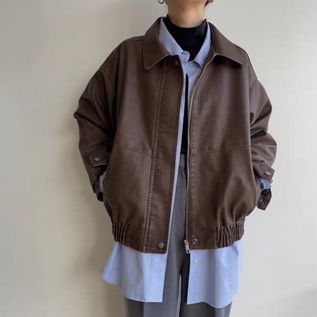 《予約販売》vintage like fake leather jacket/2colors_no0274