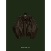 - AUTHENTIC series - throat latch fake leather jacket/khaki brown_an0016
