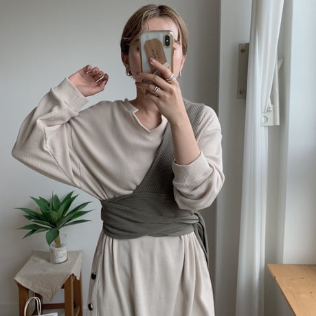 【NOKCHA original】bustier setup/khaki_nt0079