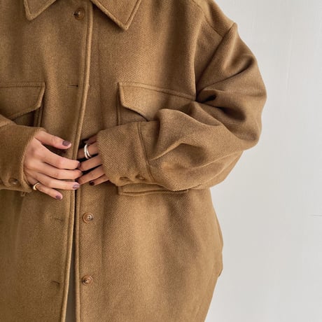 【nokcha original】twill shirt jacket/deep beige_no0246
