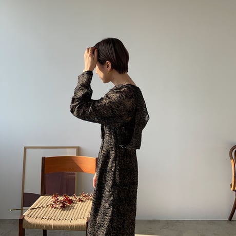 【nokcha original】jacquard sheer dress/black_nd0093