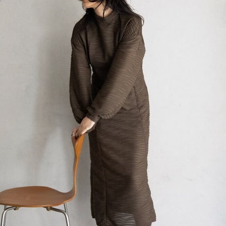 【nokcha original】volume long dress/brown_nd0119