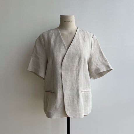 《予約販売》no collar linen jacket/2colors_no0302