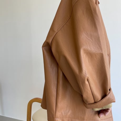 【nokcha original】eco leather over jacket/camel brown_no0163
