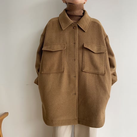 【nokcha original】twill shirt jacket/deep beige_no0246