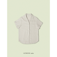 - AUTHENTIC series - vintage like linen shirt/ivory_an0038