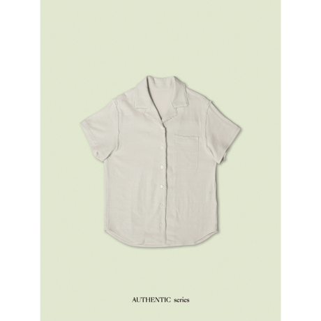 - AUTHENTIC series - vintage like linen shirt/ivory_an0038